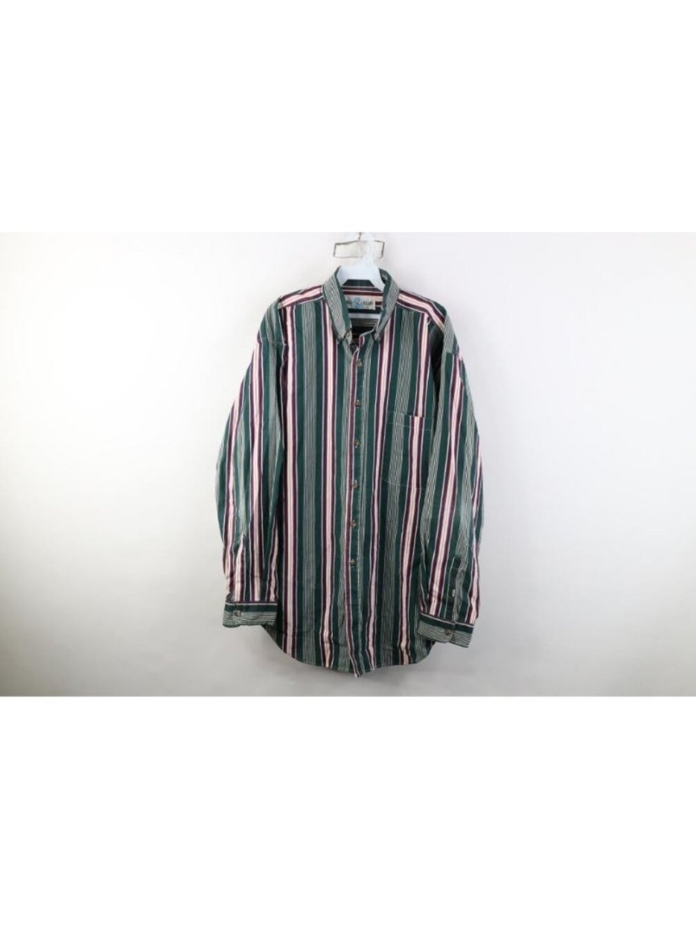 Vtg 90s Streetwear Mens XL Faded Striped Color Block Collared Button Down Shirt